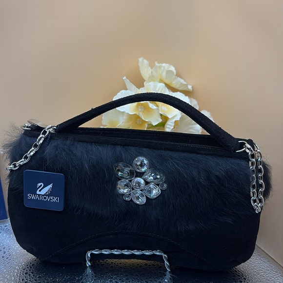 NWT ❤️SWAROVSKI Isabella rabbit fur Evening Bag *Retail $295** - Picture 5 of 10